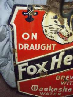 Fox Head Beer Porcelain Advertising Sign  