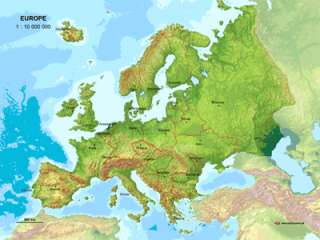 3D Landkarte Europa, Karte plano, 3D Effekt  