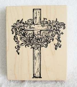Northwoods rubber stamps religious Easter Cross Swag  