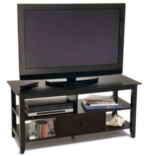 Heritage 48 Black Wood LCD TV Stand Media Table Shelf 095285408962 