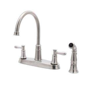 Pfister Harbor 2 Handle High Arc 4 Hole Kitchen Faucet with Side Spray 