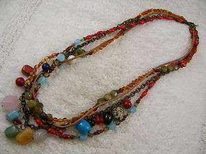 CHICOS Multi Strand, Multi Colored Stone & Bead Necklace (A7)  