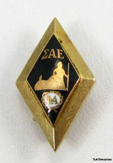 SIGMA ALPHA EPSILON fraternity Gold Black Enamel PIN  