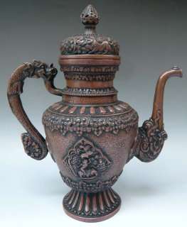 12 Old Tibet Tibetan Purple Bronze Dragon TeaPot Pot  