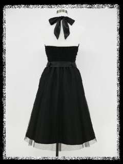 dress190 BLACK HALTER 50s 60s ROCKABILLY RETRO COCKTAIL PROM PARTY 