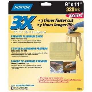 Norton 320 Grit Extra Fine Sandpapers (3 Pack) 02613  