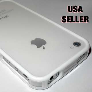 Premium Clear Bumper Case w/ White Trim for iPhone 4 4G  