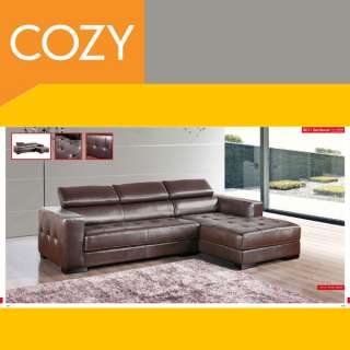 8011 Leather Brown Sectional Sofa Couch Contemporary  