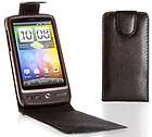 Leder Flip Case Tasche Schwarz für HTC Desire + Folie