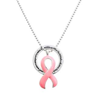   Ribbon Breast Cancer Awareness Jewelry Celebrate Life Necklace  