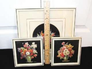   Set of 3 Art DECO Floral Flowers PRINT Wall Hanging Flower by M.BLACK