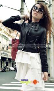  Fashion Vintage Motorcycle Faux Leather Jacket Trench Coat New WCOT101