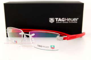 Brand New TAG Heuer Eyeglasses Frames TRACK S 7644 005 RED/BLACK Men 