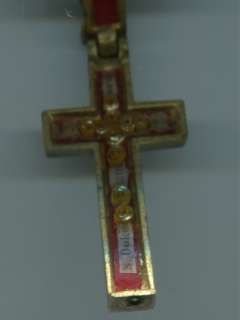 Rarität 1830 Klosterarbeit Rosenkranz Rubinglas+Kreuz zum Öffnen 