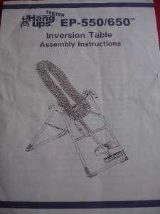 Teeter Hang Ups Inversion Table #EP 550/650  