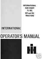 International Cub Cadet Operators Manual 71,102,122,123  