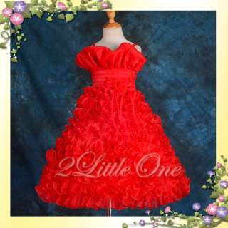 Red Wedding Flower Girl Pageant Party Dress Size 6 7  