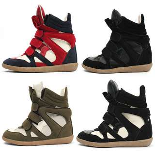Womens Black High Top Strap Sneakers Shoes US 5~8 / Ladies Velcro 