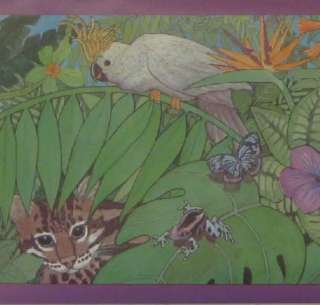 Jungle Tree Frog Wallpaper Border Rainforest Flower Cat  