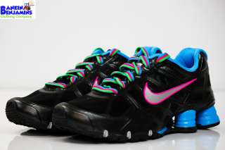 New Nike Shox Turbo 12 GS Running Shoes Black Pink Rainbow Blue 5.5Y 
