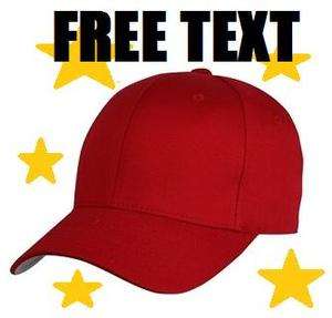   Embroidered RED FLEXFIT Cap Hat FITTED ~ FREE TEXT * YUPOONG Baseball
