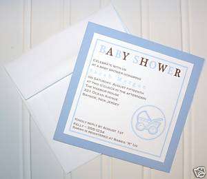 50 Baby Boy Blue & Brown Shower Invitation Personalized  