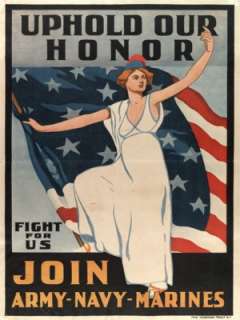 WWI Military War Poster   Join Army    Navy    Marines  