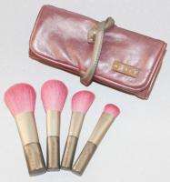 Mally 4 pc Travel Cosmetic Makeup Brush Set Kit w/Pink Roll Bag Case $ 