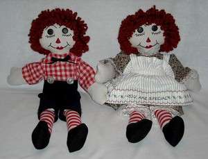 HANDCRAFTED RAGGEDY ANN AND ANDY 17 DOLLS #11768  