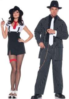 Molly Gangster Dress & Pinstripe Zoot Suit Adult Couples Costume Set 