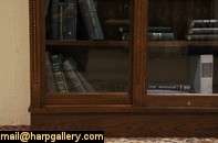 Oak 1900 Antique Bookcase, 3 Sliding Wavy Glass Doors  