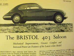 Original 1953 Model launch   BRISTOL 403 SALOON  