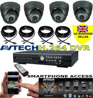 945 4 CAMERA CCTV SYSTEM AVTECH DVR SONY 1/3 CCD 500 HD  
