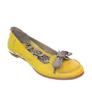 WOMENS FLY LONDON FLASH YELLOW MOUSSE LEATHER FLAT LOAFERS PUMPS SHOES 