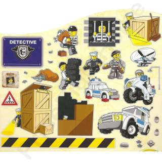 LEGO CITY POLICE WALL STICKERS OFFICIAL NEW 25 PIECES ROOM DECOR 