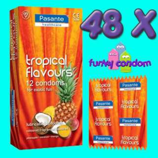 48 X PASANTE TROPICAL FLAVOUR CONDOMS   £11.99 INCL P&P  