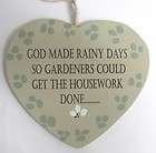 Shabby Rustic Chic Green Wooden Heart I Love My Garden 