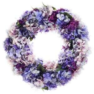  20 Silk Hydrangea Flower Hanging Wreath  Purple/Lavender 