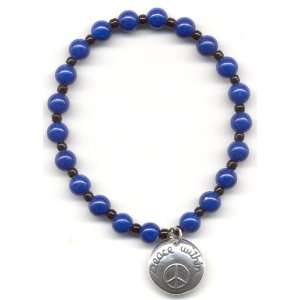  Lapis Mountain Jade Stretch Bracelet with Sterling Peace 