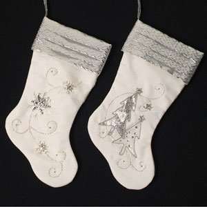  Sterling Christmas stocking white silver snowflake or tree 