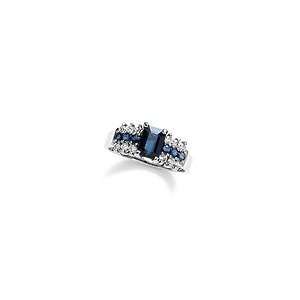   Ring in 10K White Gold Emerald Cut Sapphire and 1/3 CT. T.W. sapphire
