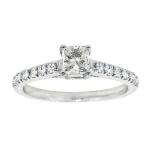  0.90 CT TW Pave Set Princess Cut Diamond Engagement Ring 