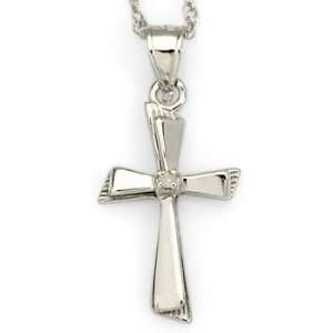  14kt White Gold Cross Necklace With Diamond Jewelry