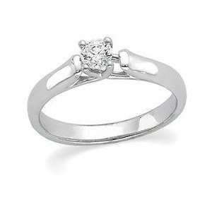  14K White Gold Solitaire Diamond Bridal Engagement Ring 