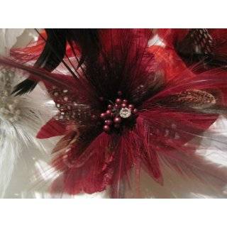   Glitter Rose with Feathers Hair Flower Clip and Pin 