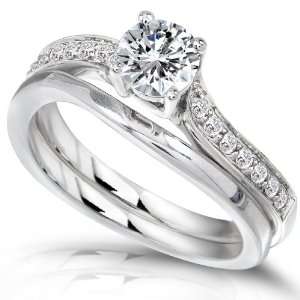   Carat (ctw) Round Cut Diamond Wedding Ring Set 14k White Gold   Size 5