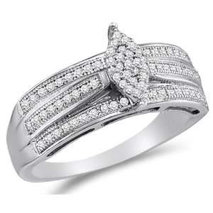 Size 11   10K White Gold Diamond Engagement OR Fashion Right Hand Ring 