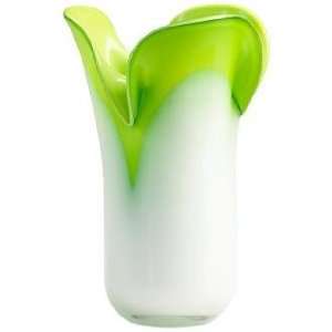    Andre Large Hot Green and Icy White Glass Vase