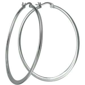  Stainless Steel Large Hoop Earrings Steel Color Jewelry