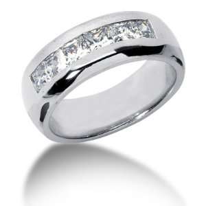  1.20 Ct Men Diamond Ring Wedding Band Princess Cut Channel 